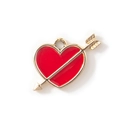 Colgante de corazón flecha de Cupido en esmalte rojo y aleación dorada para joyería DIY - Rojo Chapado en Oro