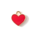 Colgante de corazón para DIY con acabado en esmalte rojo y borde de aleación dorada - Rojo Chapado en Oro