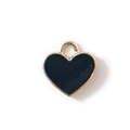 Schwarzer Herzanhänger mit Goldrand für DIY Halsketten und Armbänder Schmuck - Schwarz Goldbeschichtet