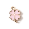 Kleeblatt-Anhänger aus rosa Emaille mit Goldrand für DIY-Schmuck und Armbänder - Rosa Goldbeschichtet