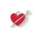 Colgante de corazón rojo con flecha de Cupido en aleación para joyería DIY - Rojo Plateado
