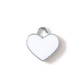 Weißer Herzanhänger mit Emaille und Silberrand für DIY-Schmuck und Halsketten - Weiß Versilbert