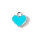 Herzanhänger mit silbernem Rand und hellblauem Emaille für DIY-Schmuck und Halsketten - Blau (Versilbert)