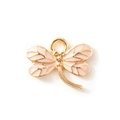 Pink enamel dragonfly charm in gold-plated alloy with intricate heart wing details - Pink Gold Plated