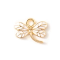 Golden dragonfly pendant with white enamel wings for DIY jewelry making accessories - White Gold Plated