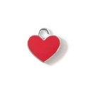 Roter Emaille-Herzanhänger mit silbernem Metallrand für DIY-Schmuck und Halsketten - Rot Versilbert