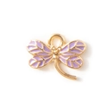 Golden dragonfly pendant charm with purple enamel wings for DIY jewelry making - Purple Gold Plated
