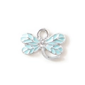 Silver dragonfly charm pendant with light blue enamel wings for jewelry making - Blue (Silver Plated)