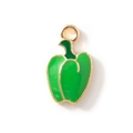 Cartoon green bell pepper charm pendant with green enamel and gold plated metal - Green Gold Plated