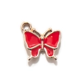 Roter Emaille-Schmetterlingsanhänger mit Vergoldung für DIY-Schmuck und Armbänder - Rot Goldbeschichtet