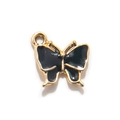 Goldener Schmetterling Anhänger mit schwarzer Emaille und Öse für DIY-Schmuckherstellung - Schwarz Goldbeschichtet