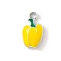 Vibrant yellow bell pepper pendant charm in enamel finish with silver-plated edging - Yellow Silver Plated
