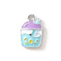 Cartoon-Bubble-Tea-Anhänger in Lila und Himmelblau für DIY-Schmuck und Schlüsselanhänger - Blau (Versilbert)