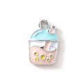 Ciondolo bubble tea blu con base rosa chiaro e dettagli bianchi per gioielli fai-da-te - Rosa Placcato Argento