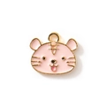 Pink cartoon tiger enamel pendant charm in gold finish for DIY jewelry making - Pink Gold Plated