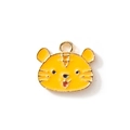 Cute yellow tiger head charm pendant with golden finish and enamel detailing - Yellow Gold Plated