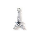 Colgante torre Eiffel plateada con cristales y estrella para pulseras de bricolaje - Torre Pentagrama Plata