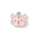 Pink cartoon tiger alloy pendant with enamel finish for DIY jewelry and keychains - Pink Silver Plated