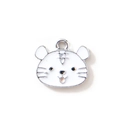 Cartoon tiger enamel pendant in white and silver finish for DIY jewelry making - White Silver Plated