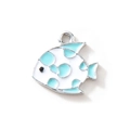 Schattige vis hanger met stippen in wit en blauw voor DIY sieraden maken - Blauw (Verzilverd)