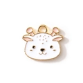 Pendentif élan doré avec émail blanc et rose pour la création de bijoux DIY - Blanc Plaqué Or