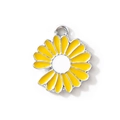 Daisy flower pendant in yellow enamel and silver alloy finish for DIY jewelry - Yellow Silver Plated