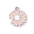 Pink and white daisy flower charm in enamel finish for DIY jewelry bracelet - Pink Silver Plated