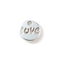 Colgante redondo de plata con recorte LOVE para collares y pulseras de bricolaje - Love Hueco Plateado