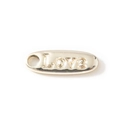 Colgante ovalado dorado de aleación con grabado Love y orificio para hacer joyería - Love Ovalado Chapado en Oro