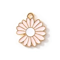 Rosa Gänseblümchen-Anhänger aus Goldlegierung mit Emaille für DIY-Schmuckherstellung - Rosa Goldbeschichtet