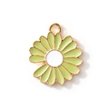 Gänseblümchen-Anhänger mit hellgrünen Blütenblättern und Goldrand für DIY-Schmuck - Grün Gold Plattiert