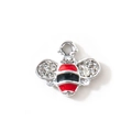Bienenanhänger mit Kristallflügeln und rot-schwarzer Emaille für DIY-Schmuck - Rot Versilbert