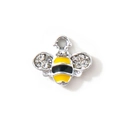 Silberner Bienenanhänger mit gelber Emaille und glitzernden Strassflügeln für DIY Schmuck - Gelb Versilbert