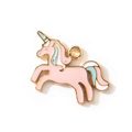 Pink and mint green enamel unicorn pendant with golden finish for DIY jewelry - Pink