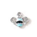 Silberner Bienenanhänger mit blauer Emaille und Kristallflügeln für DIY-Schmuck - Blau (Versilbert)