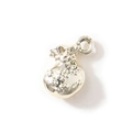 Silver lucky bag charm with floral texture and secure ring for DIY jewelry making - Blessing Bag / Gold Fortune Bag