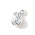 Lucky fortune bag charm in silver finish with detailed flower pattern and top ring - Blessing Bag / Silver Fortune Bag