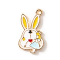 Enamel Alice in Wonderland rabbit pendant with spade motif and golden metal finish - Blue Gold Plated