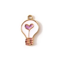Anhänger für DIY-Schmuck in Herz-Lampenform aus Goldlegierung mit Emaille - Lila