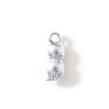 Silver peanut-shaped pendant with textured surface and ring for jewelry making - Peanut / Silver Peanut