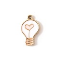 Rosafarbener Emaille-Anhänger in Glühbirnenform mit Herz-Filament für DIY-Schmuck - Rosa