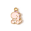Pendentif dinosaure rose pour bijoux DIY avec bords dorés et écailles violettes - Rose