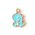 Pendentif dinosaure de dessin animé en alliage bleu et violet pour bijoux DIY - Bleu