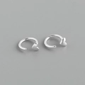 Detailaufnahme der S925 Sterling Silber Herz-Ohrringe mit polierter Oberfläche - Herzförmiger Stil (Stil 5) / Weißgold