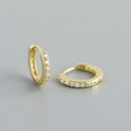 Chic 925 silver golden huggie earrings with sparkling cubic zirconia pavé stones - Clear White (Gold)