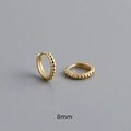Macro detail of S925 sterling silver stamp on 8mm golden dotted hoop earrings - Inner Diameter 8mm / Gold