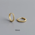 Detail of 10mm S925 sterling silver gold beaded hoop earrings with hallmark and clasp - Inner Diameter 10mm / Gold
