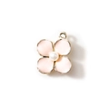 Rosa Emaille Blumenanhänger mit weißer Perle und Goldbeschichtung für DIY Schmuckstücke - Rosa
