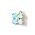 Hellblauer Blumenanhänger mit Goldrahmen und weißer Perle für DIY-Schmuckstücke - Blau
