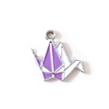 Pendentif grue en papier émail violet clair et blanc avec finition en alliage - Violet Plaqué Argent